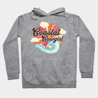 Coastal Cowgirl Retro Vintage Aesthetic Illustration Tee - Beach Vibes Hoodie